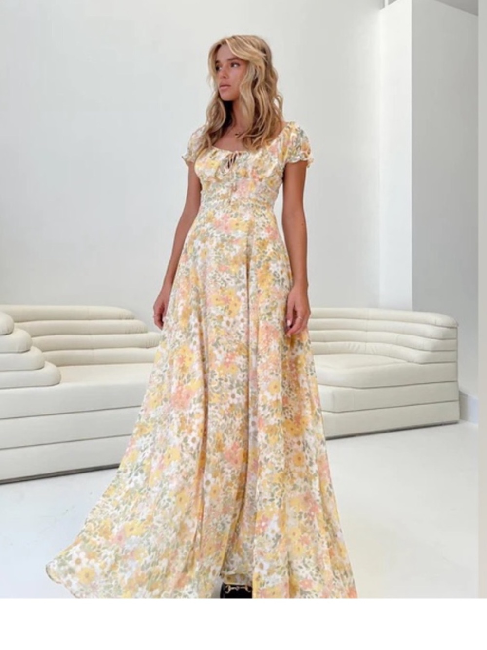 Princess Polly Masuda Yellow Slit Leg Maxi Dress